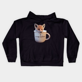 Cute Fox in a Cup Kids Hoodie